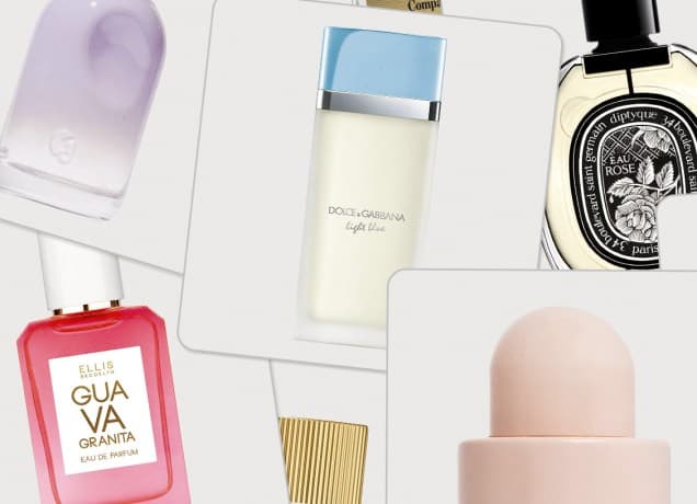 best-summer-perfumes: collage of perfumes