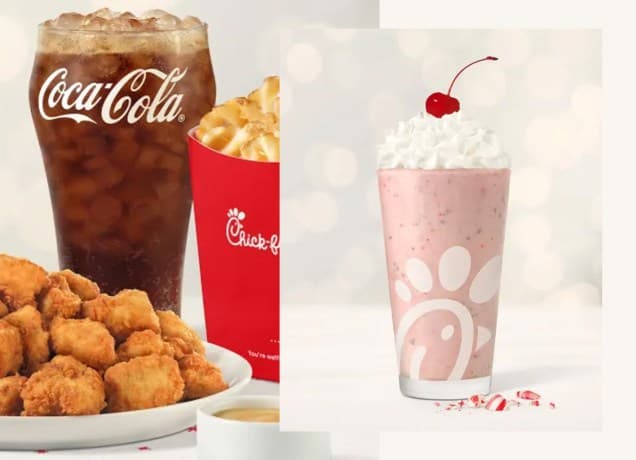 chick-fil-a holiday menu review: chick-fil-a nuggets and peppermint chip milkshake