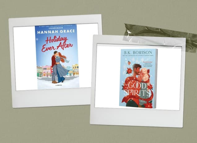 holiday rom com books collage