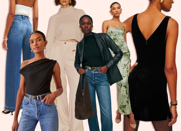 reformation black friday sale: collage of various items on sale