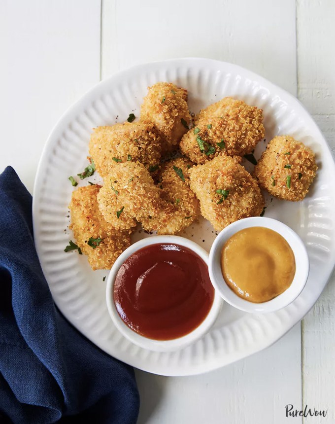 toddler dinner ideas: baked quinoa chicken nuggets