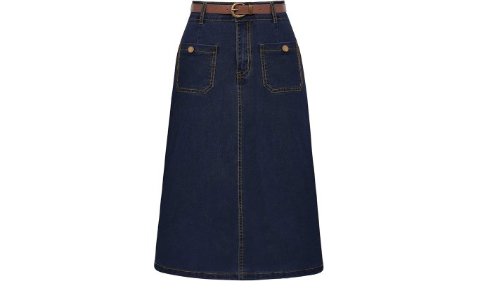 belted denim skirt