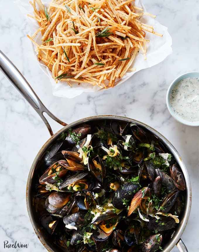 birthday dinner ideas: moules-frites