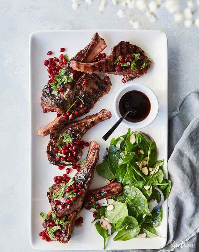 birthday dinner ideas: pomegranate maple glazed lamb chops