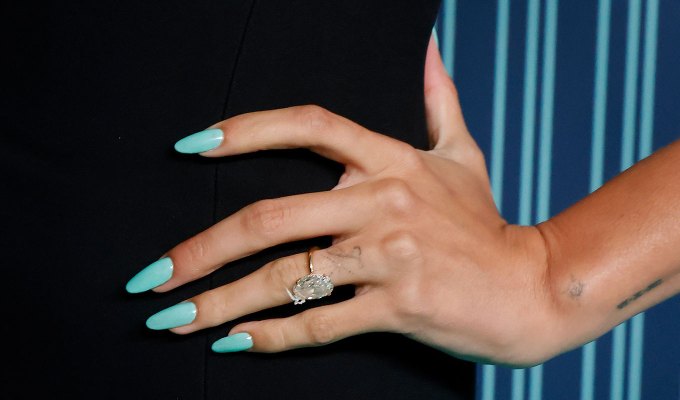 blue nail theory a photo of hailey bieber hands