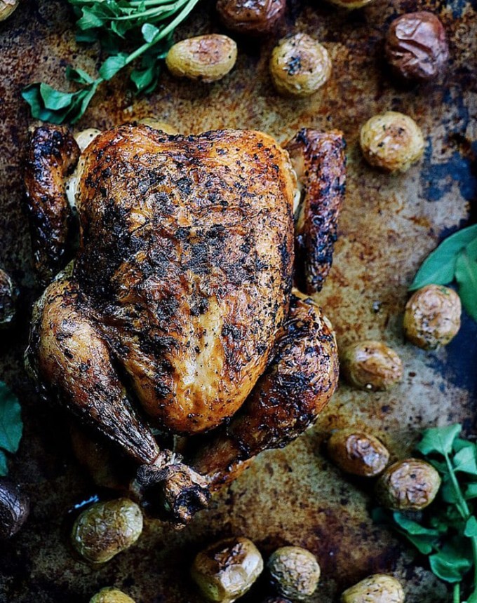 traditional chinese new year foods: roasted chinese orange spiced chicken