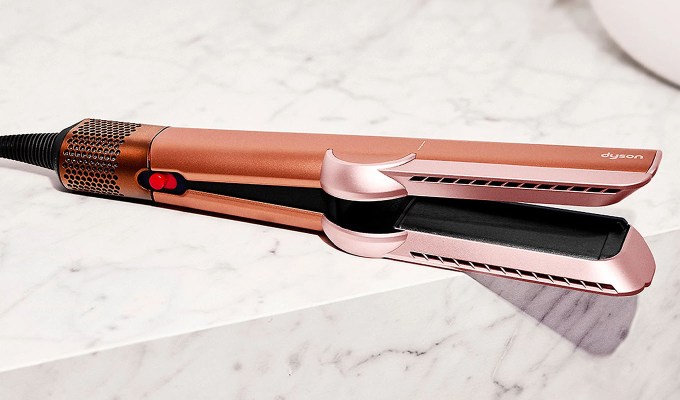 The Dyson Amber Silk Airstrait Wet to Dry Straightener.