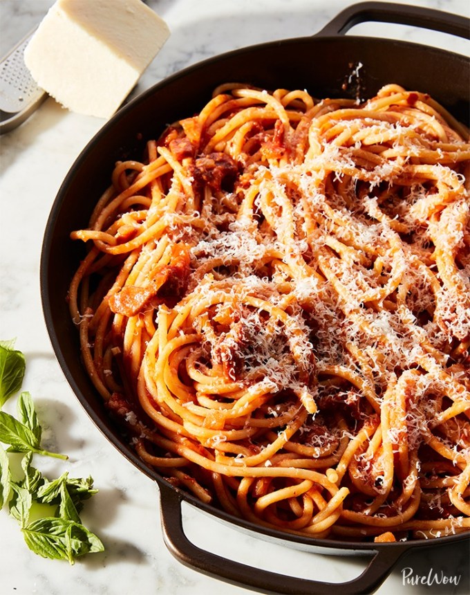 easy dinner party recipes: spicy bucatini amatriciana