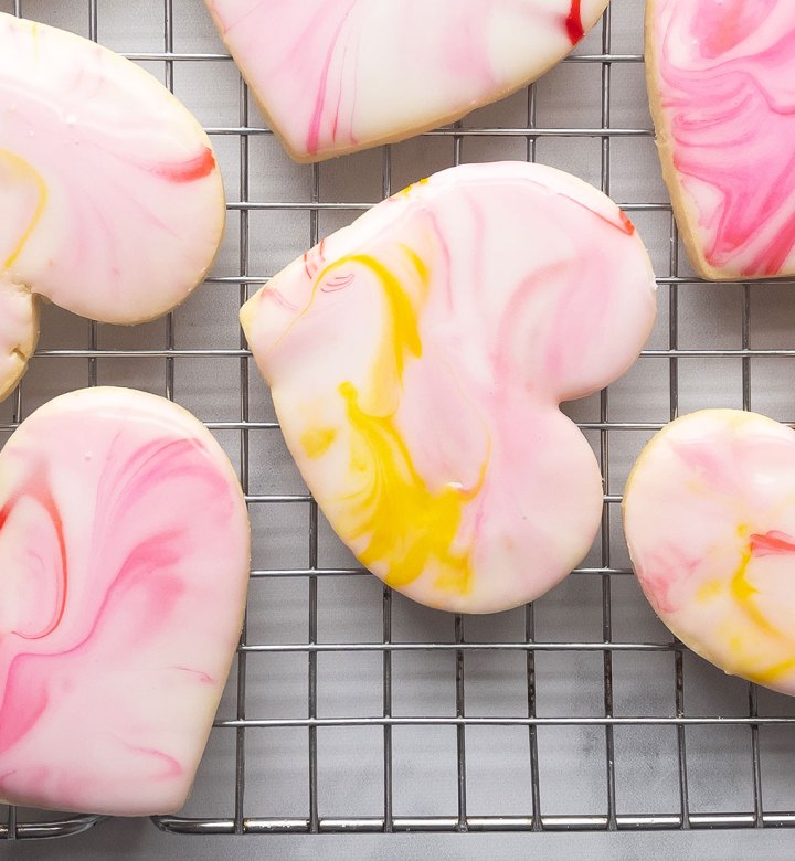easy fun things to bake: heart-shaped, tie-dye sugar cookies