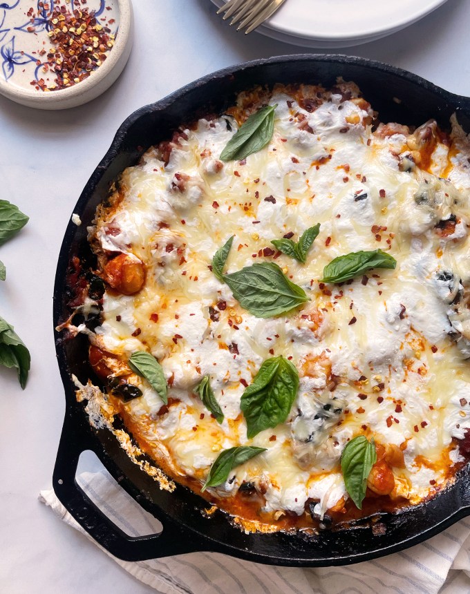 easy gnocchi recipes: skillet gnocchi bake with sausage and kale