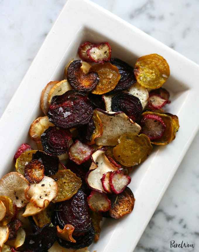 easy snacks to make at home: roasted veggie chips