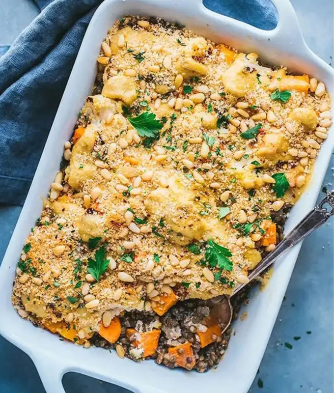 fun-dinner-ideas-16.-Creamy-Vegan-Lentil-and-Roasted-Vegetable-Bake.jpg