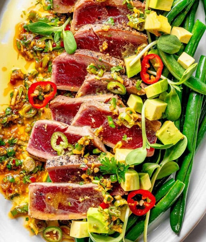 fun-dinner-ideas-26.-Seared-Ahi-Tuna-with-Asian-Avocado-Salad.jpg
