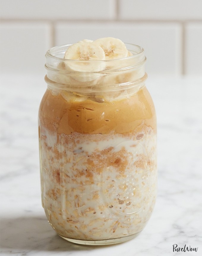 healthy protein snacks overnight oats with peanutbutter