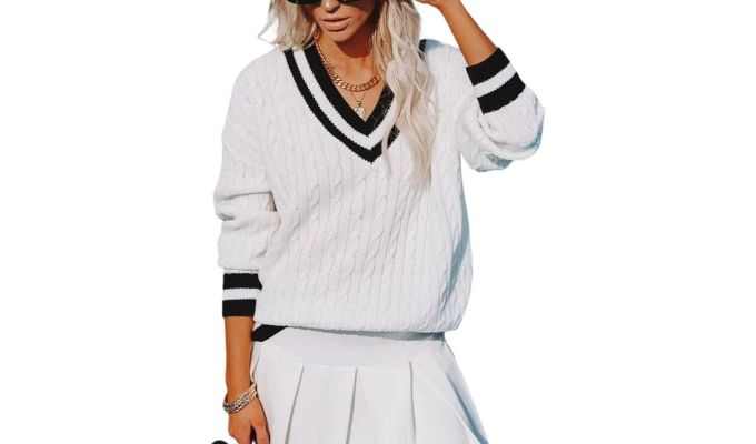 InterNos V Neck Preppy Sweater