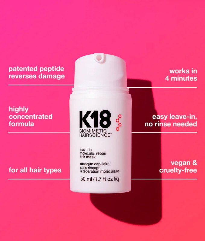 k18 leave in hair mask a breakdown photo of product