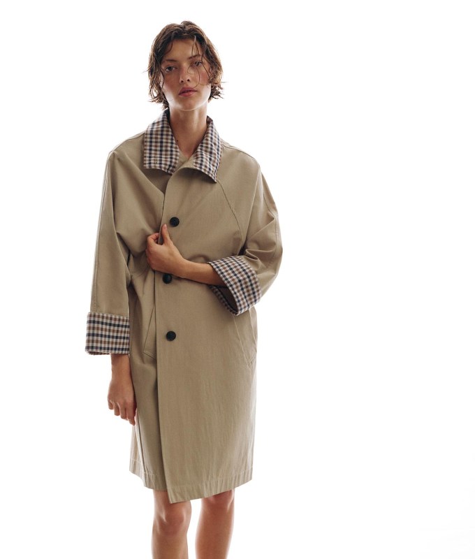 sezane clyde trench alternatives: Zara Plaid Cuff Trench
