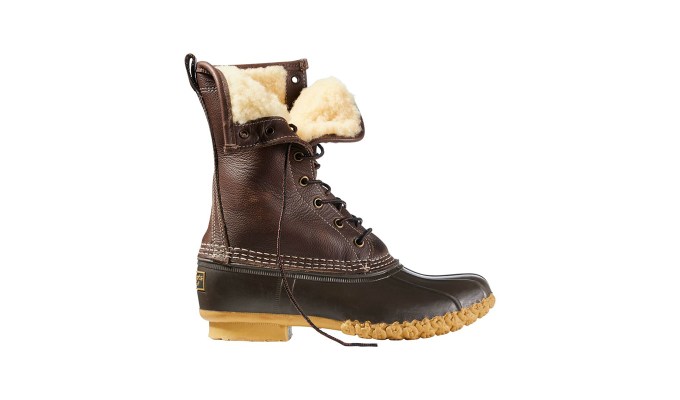 warm winter boots: ll bean shearling boots