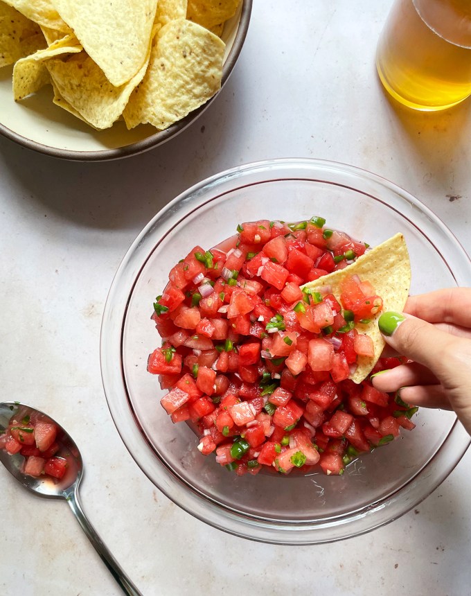 easy snacks to make at home: watermelon salsa