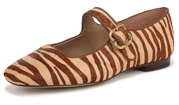 zebra mary jane flat