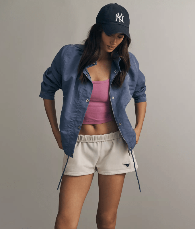 anthropologie spring finds: funnel neck blue jacket